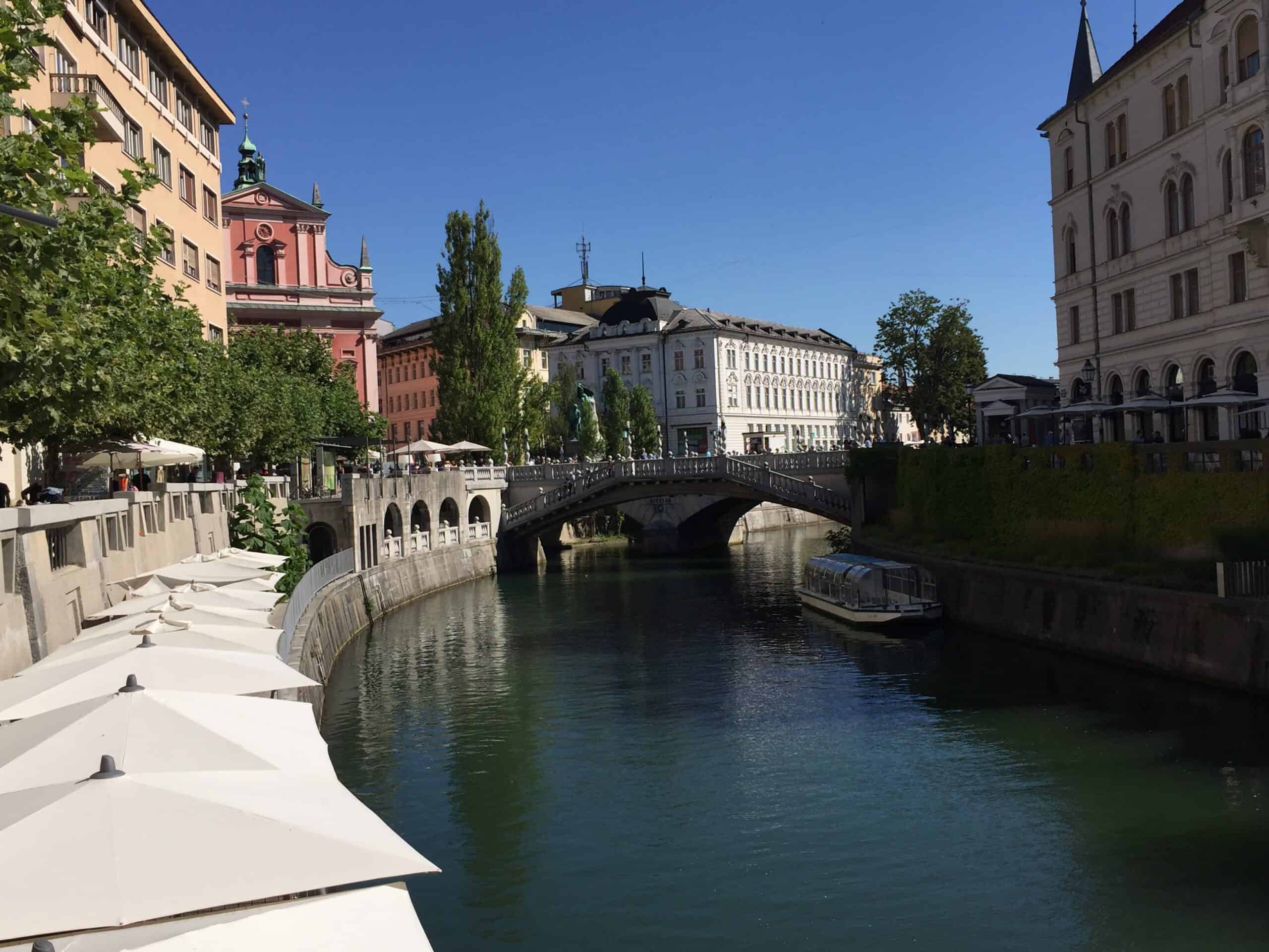 Ljubljana, between river and bridges
